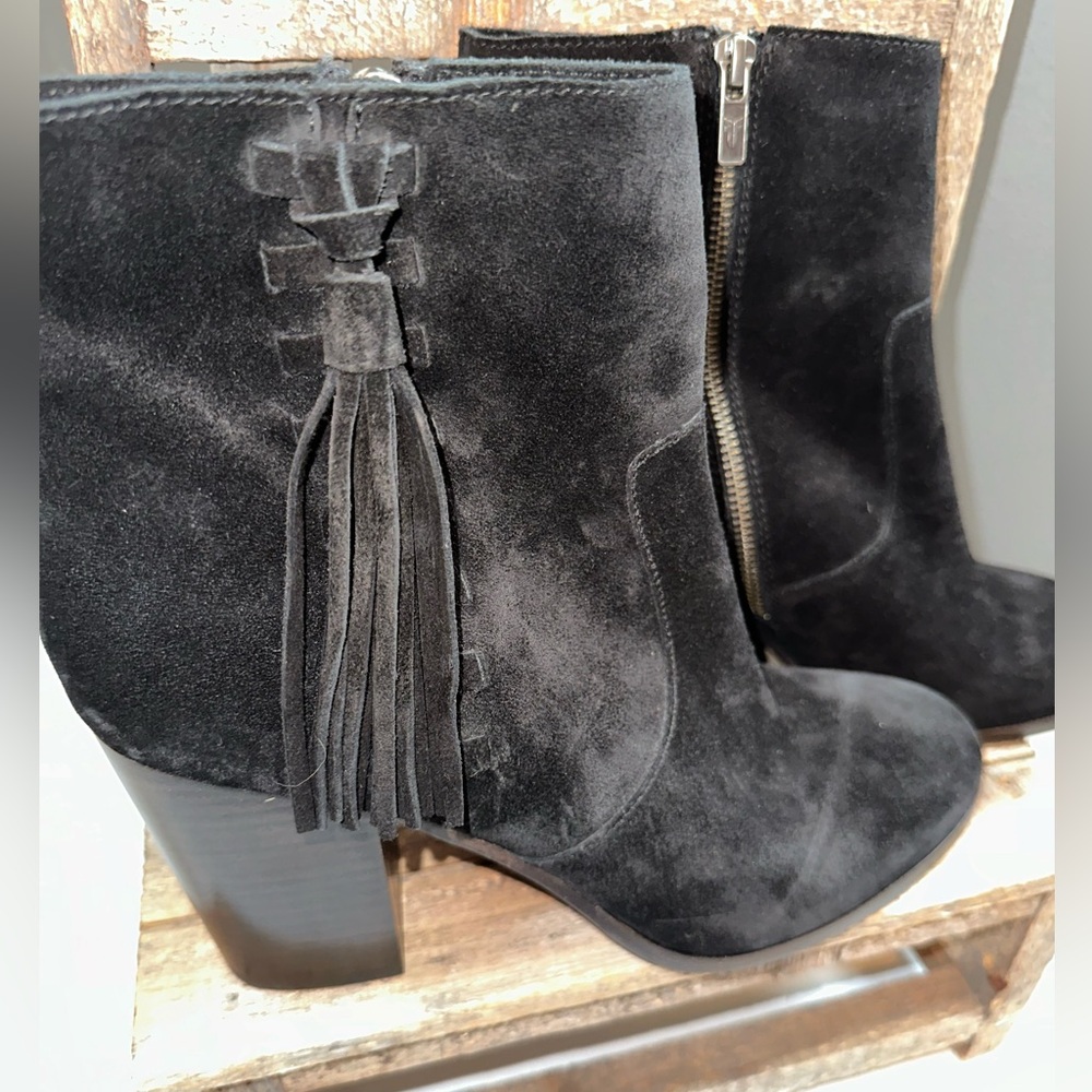 Frye Myra Tassel suede leather booties